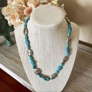 ✨ Turquoise Stone + Silver Bead Necklace ✨